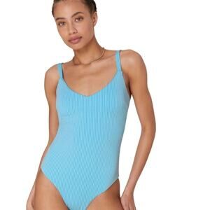 NWOT Andie Swim Women's The Marco Cheeky One Piece Swimsuit S Blue Splash 2533